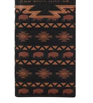 NEW RED DIRT HAT COMPANY men's genuine leather aztec rodeo wallet in black/brown